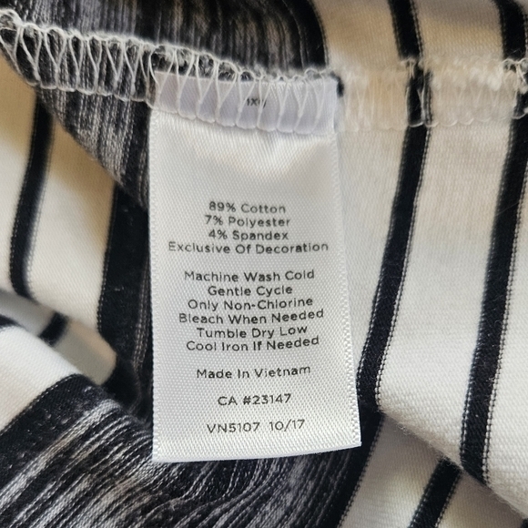 T by Talbots stripe tassel split neck cotton blend tunic top size MP - Picture 5 of 9